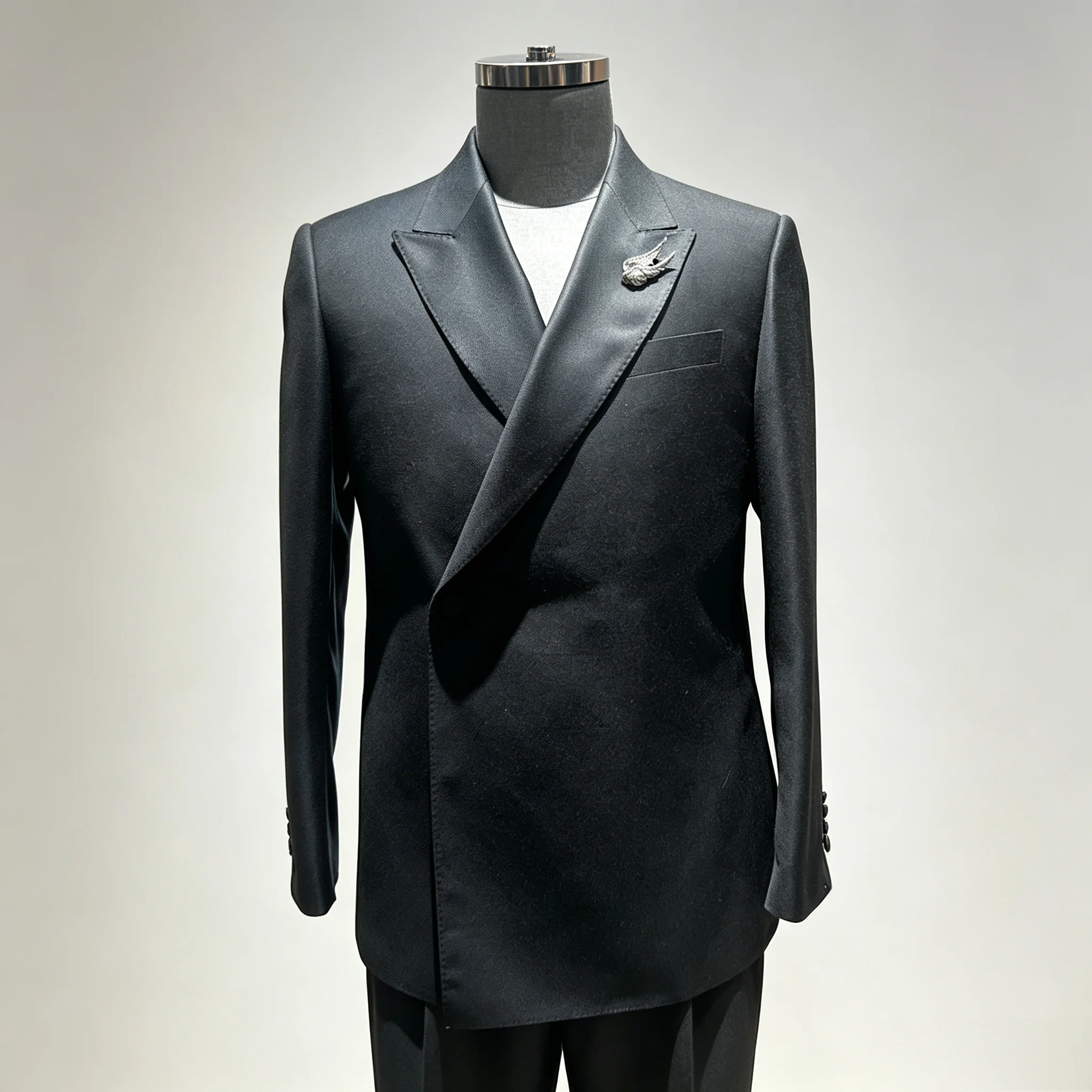 Men Black Asymmetric Tuxedo Suit Solid Color High Quality Business Casual Fashion Outfit Set Formal Groom Wedding Social Coat