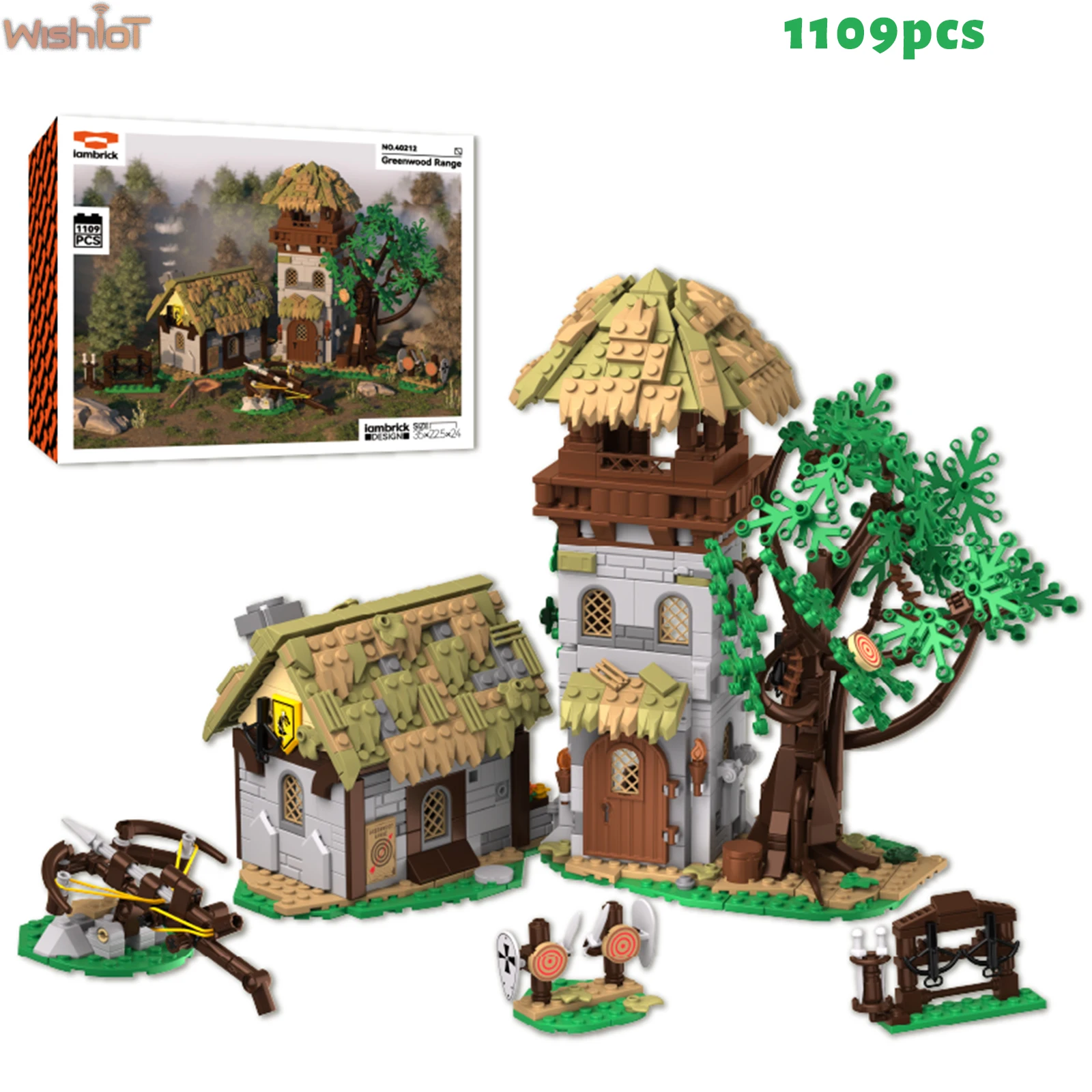 

1109 шт., строительные блоки из глингового дерева, военные сцены, складная военная тренировочная башня, украшения с видом на улицу, игрушки-головоломки, подарки