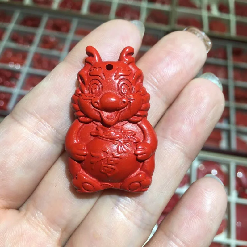 

Cinnabar Red Sand Fortune Dragon Baby Necklace Pendant Sweater Chain Zodiac Year Couple Pendant Dragon Zodiac Same Style for Men