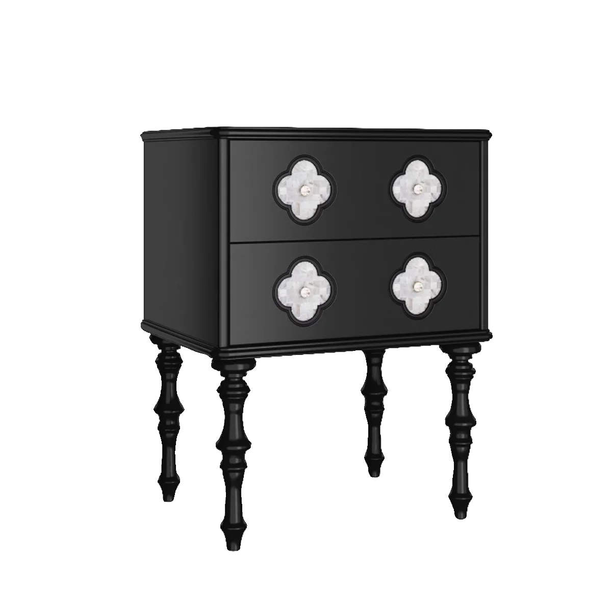 

French retro solid wood double drawer storage cabinet medieval style storage cabinet bedside table