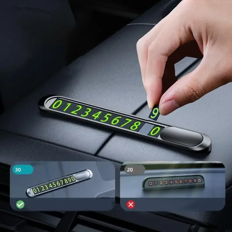 

Car Styling Temporary Parking Card Plate Telephone Number Metal Alloy Texture Auto Phone Number Card Card Hidden Car Sticker