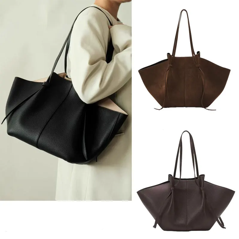 

2025 New Fashion Women's Split Leather Underarm Handbag Single Shoulder Wing Bag Large Capacity Dumpling Bag Luxury Tote Bag