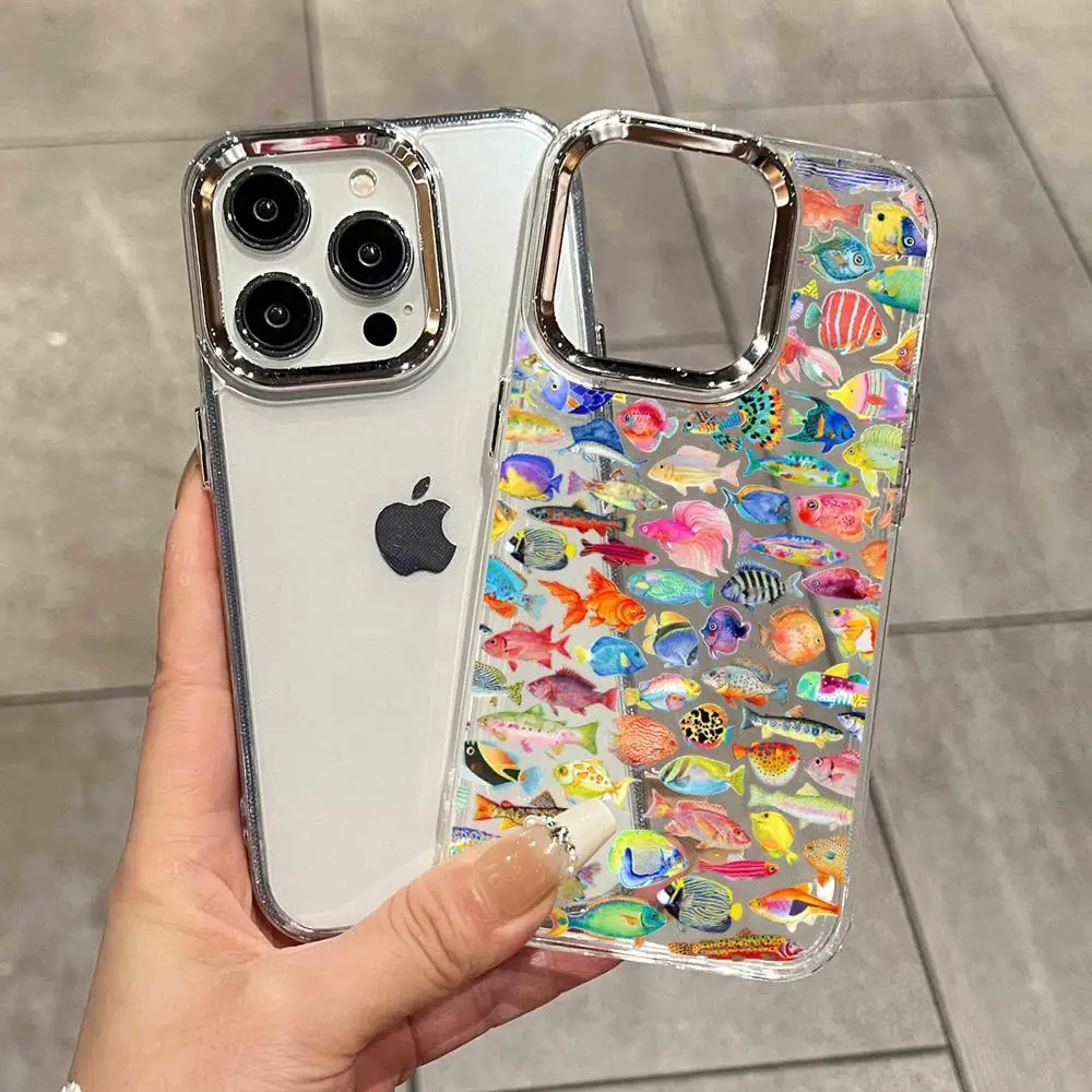 Colorful Tropical Fish Clear Phone Case For iPhone 11 12 13 14 15 16 17 Pro Max 17 Air XS X HYBXAXC Transparent Silicone Cover