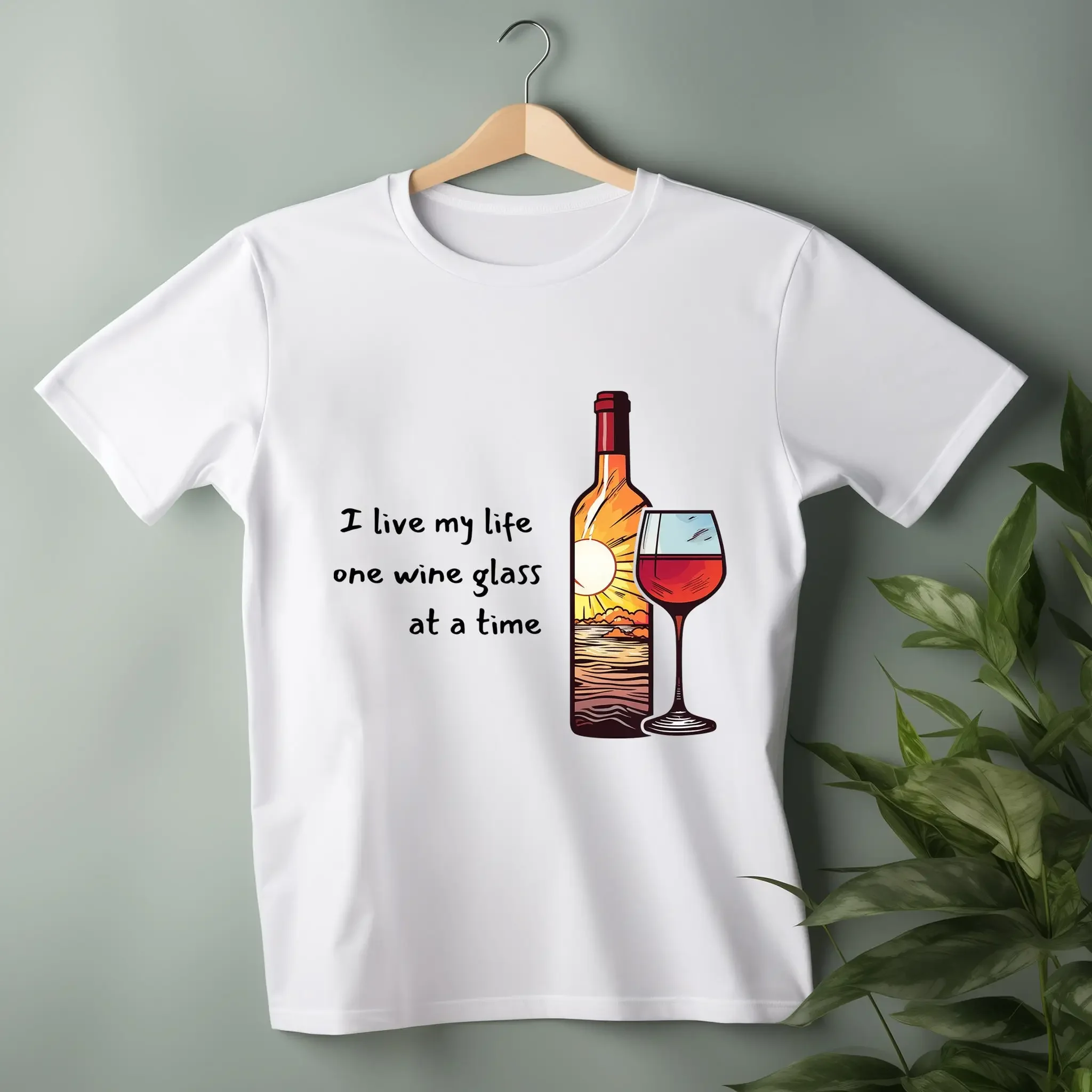 Wine Bottle T Shirt Print Cotton Present For Sommelier Lover Stylish Van Gogh Style Art