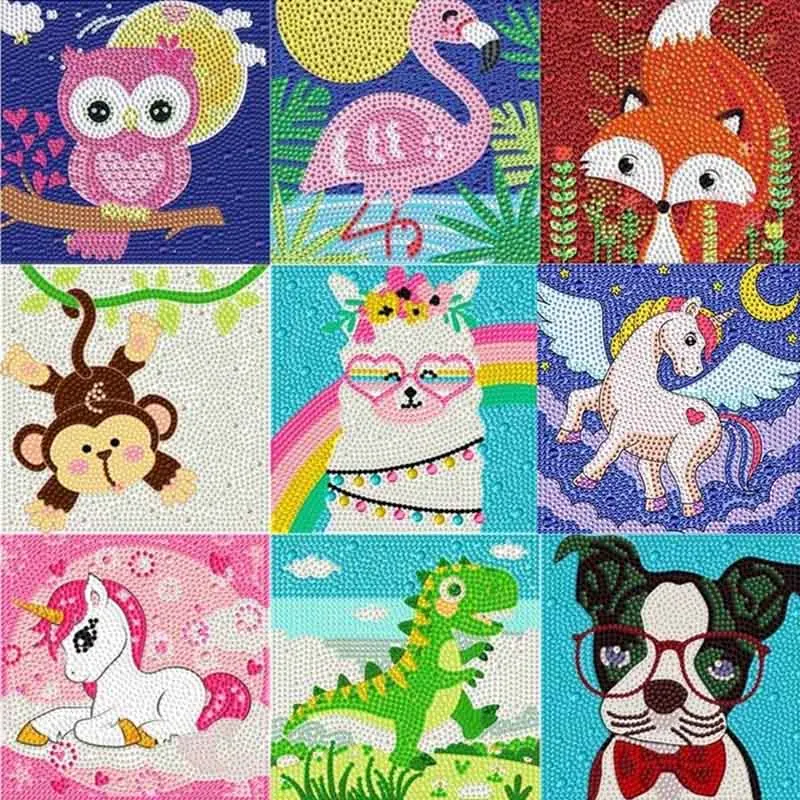 A set of animal-themed crystal diamond patterns for diamond painting, DIY craft artwork decoration gift kits for home decor with
