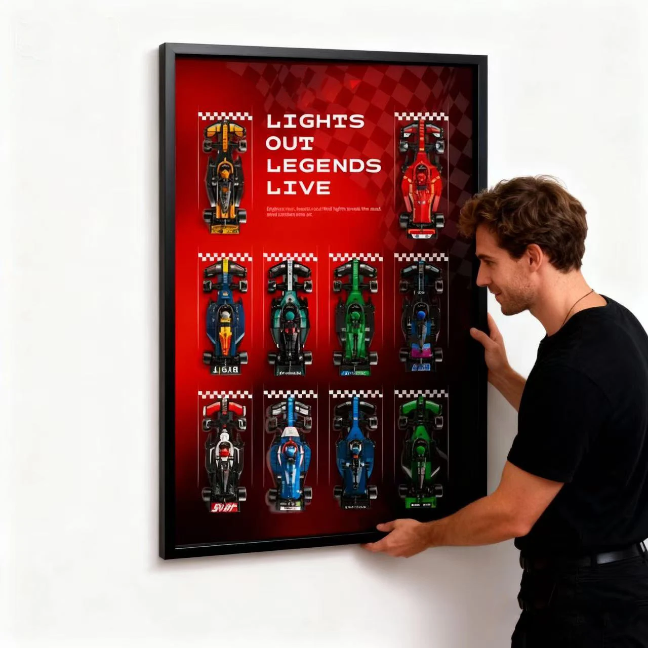 Display Wallboard Compatible with LEGO Speed Racing Series F1 ten building block cars model Wall Mount Display box Photo Frame
