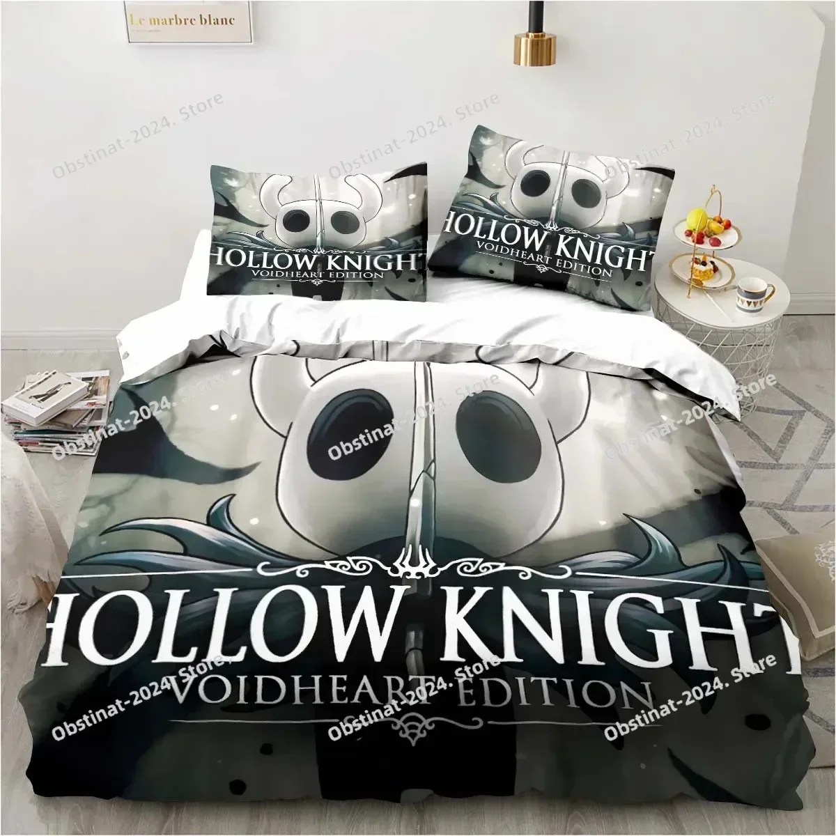 Hollow Knight Fashion Digital 3D Printing Comforter Bedding Set,Duvet Cover Bed Set Quilt Cover Pillowcase,King Queen Size Kid