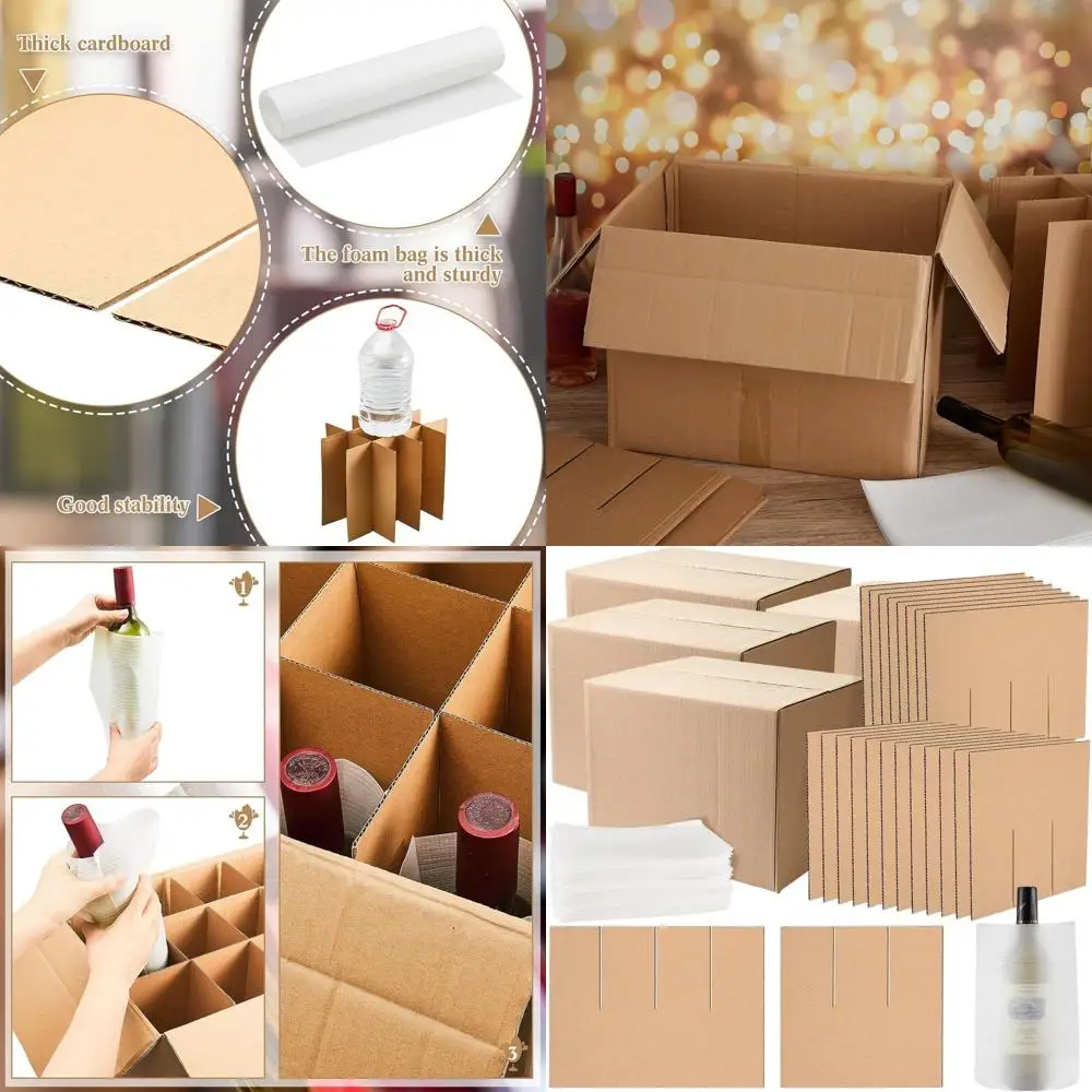 

4-Pack Moving Boxes with 16x12x12 Divider Kits, 10 Corrugated Dividers & 24 Foam Pouches for Kitchen & Dish Packing