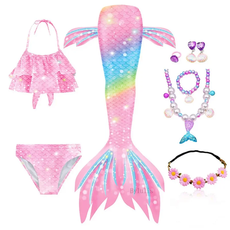 Girls Mermaid tail Kids Beach Pool Clothes Bathing Suit the Little Mermaid Costume Bikini Cosplay Children Christmas Swimsuit