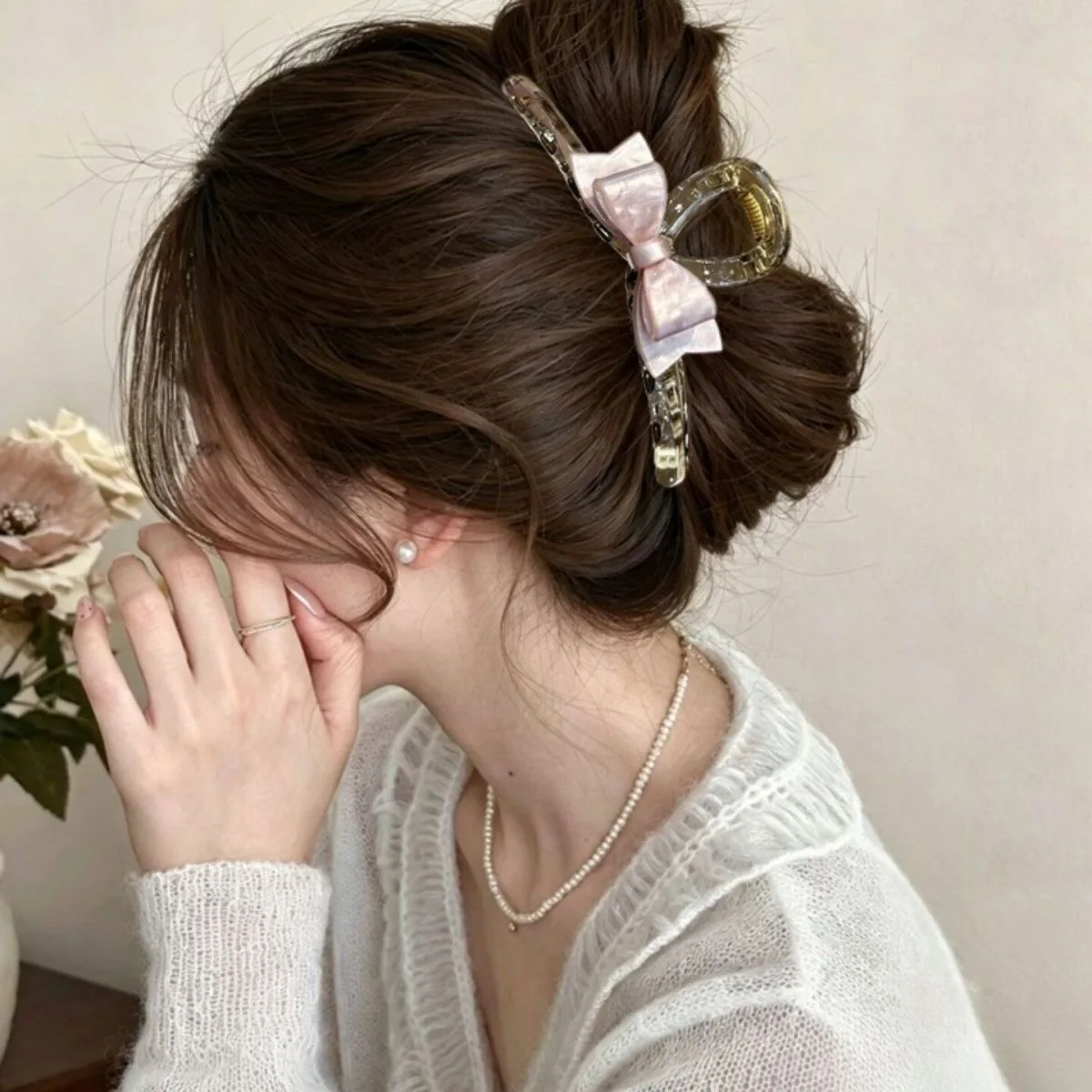 Korean Acrylic Bow Dragon Bone Shark Hair Claw French Style Arc Large Hair Clamp for Women Back Head Hair Accessories view 3