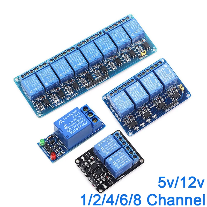 5 V 12 V 1 2 4 6 8-Wege-Relaismodul für Arduino 1 2 4 6 8-Kanal-Relaismodul mit Optokoppler-Relaisausgang auf Lager