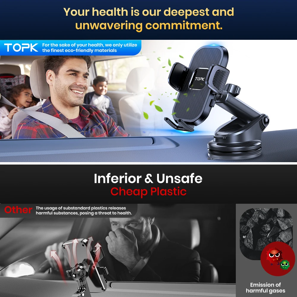 TOPK Auto-Handyhalterung mit Saugnapf für Armaturenbrett, Freisprecheinrichtung, kompatibel mit allen Smartphones – Detail 11