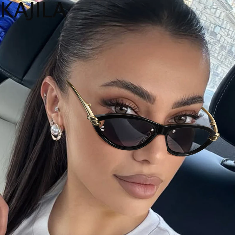 

Small Frame Cat Eye Punk Sunglasses Women 2025 Luxury Brand Vintage Metal Oval Sun Glasses For Ladies Sexy Cateye Shades UV400