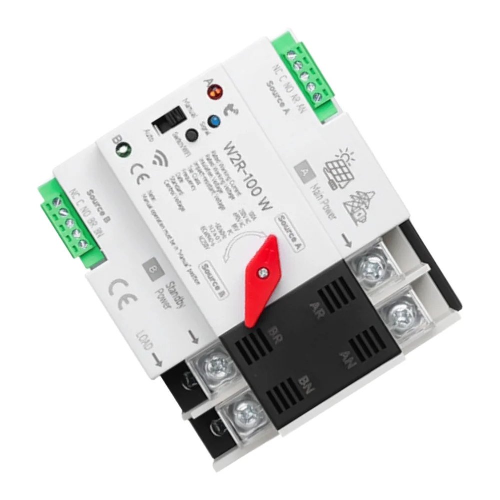 AC220V 63A 2P WIFI Dual Power Automatic Transfer Switch For Solar Generator Mains Backup Smart For Tuya App Control Device