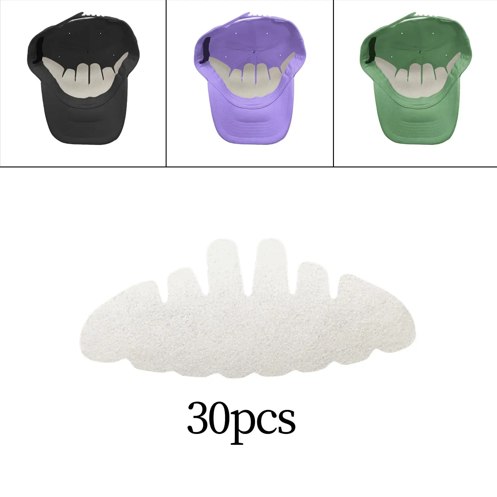 30Pcs Baseball Cap Sweat Liner Hat Size Reducer Women Men Golf Hat Liners