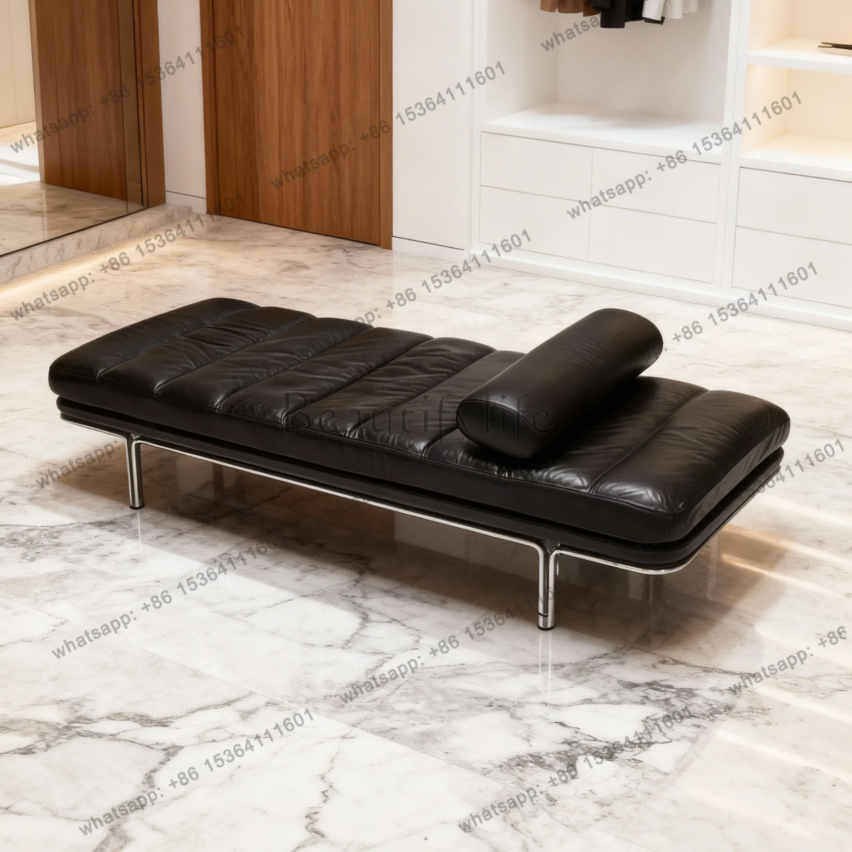 Modernes, minimalistisches Barcelona-Schlafsofa mit verstellbaren Armlehnen, Wohnzimmer, Arbeitszimmer, Bauhaus