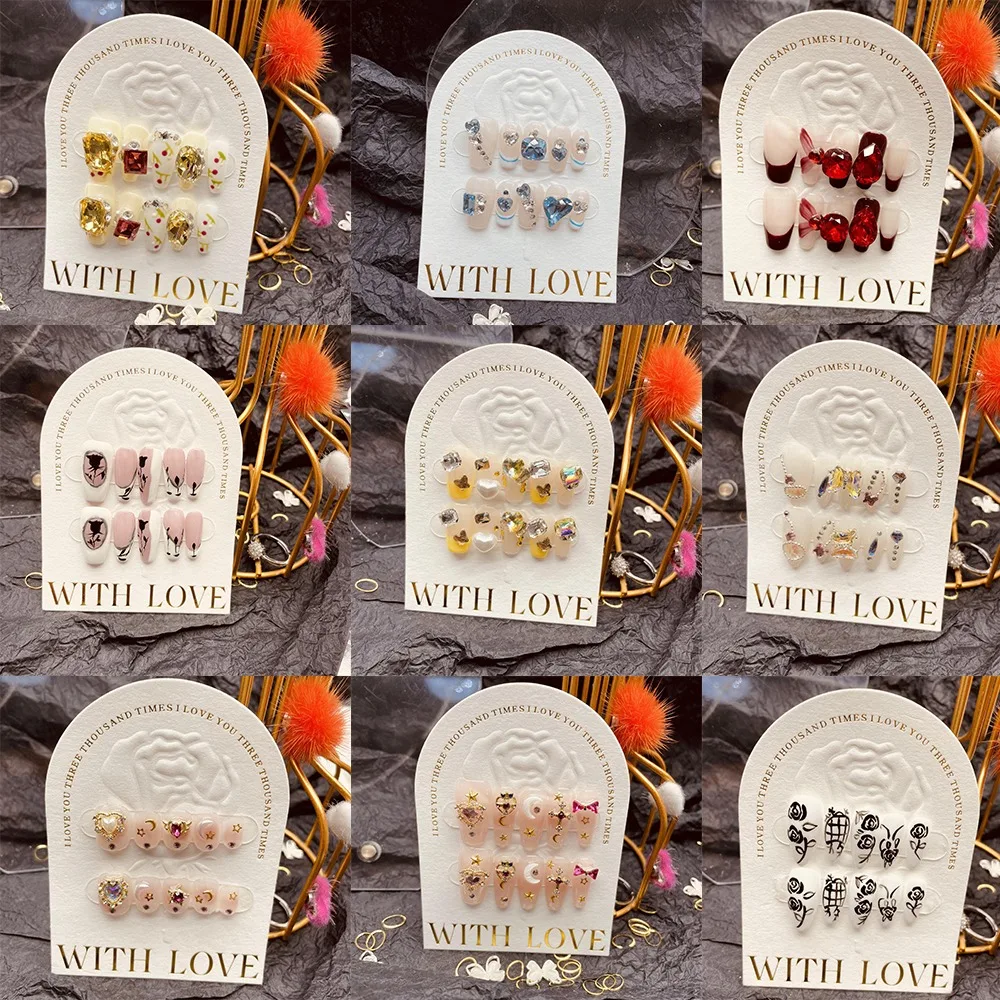 

Kawaii Cute Sweet A Young Girl's Heart Love Detachable Press-on Nails Handwork Nail Sticker Schoolgirl Accessory Festivals Gift