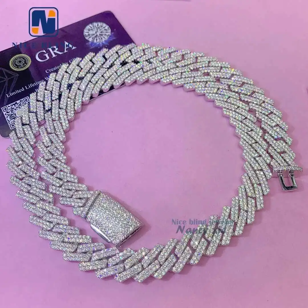 

Мужское ожерелье Iced Out с бриллиантом и муассанитом, 14 мм, ювелирные изделия в стиле хип-хоп, Vvs, муассанит, стерлинговое серебро 925 пробы, кубинская цепочка