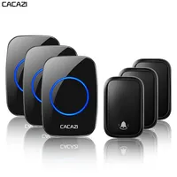 CACAZI Wireless Waterproof Self-powered Doorbell No Battery Required 3 Transmitter 1 Receiver US EU UK AU Plug Home Ring Bell