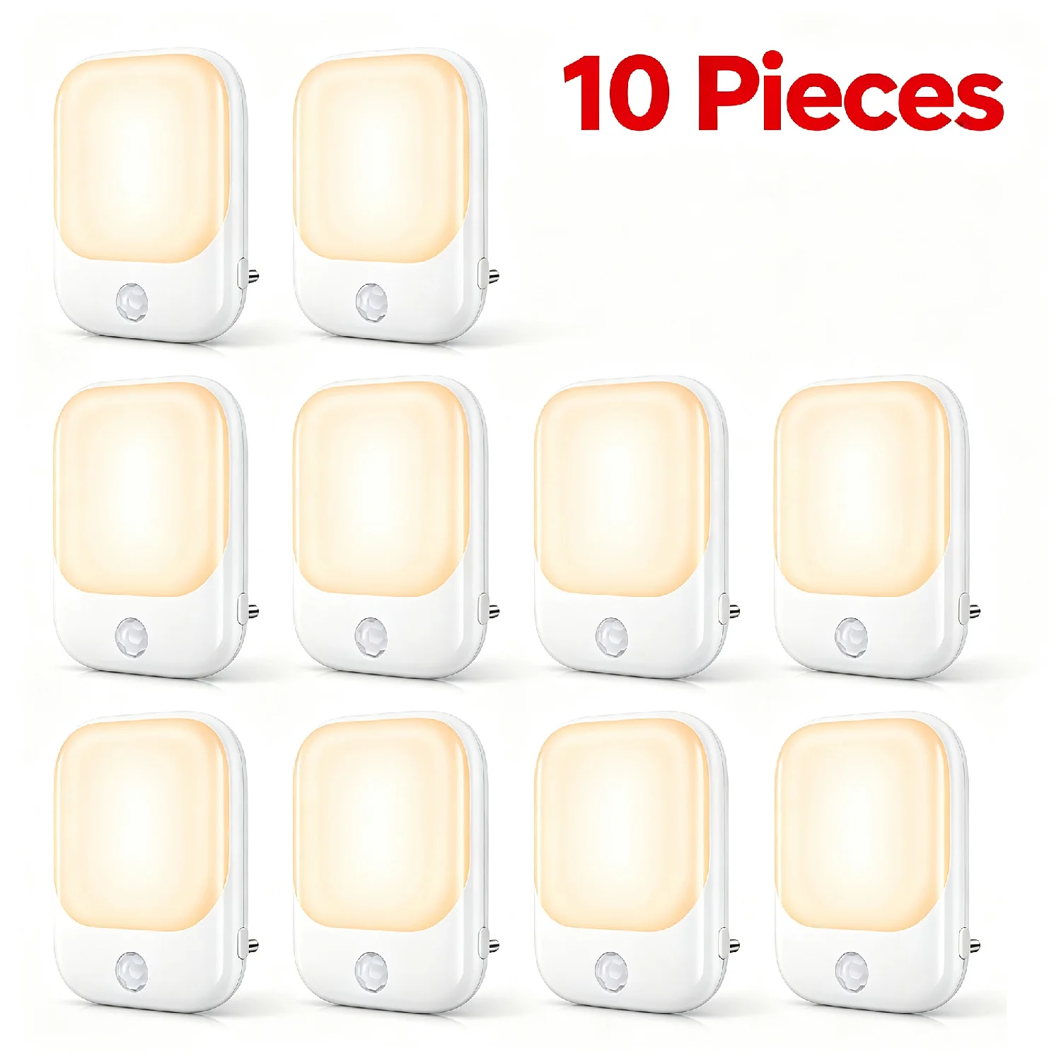 Wall Socket PIR Motion Activated LED Nightlight Plug‑in Warm White Lamp Automatic Human Body Sensing For Indoor Home Passage