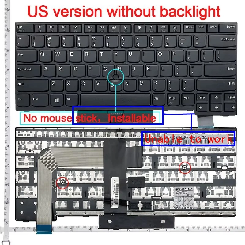 US Keyboard For ThinkPad A475 A485 T470 T480 PN 01HX339 01HX379 01HX299 01HX328 01HX368 01HX408 01AX364 01AX405 01AX446