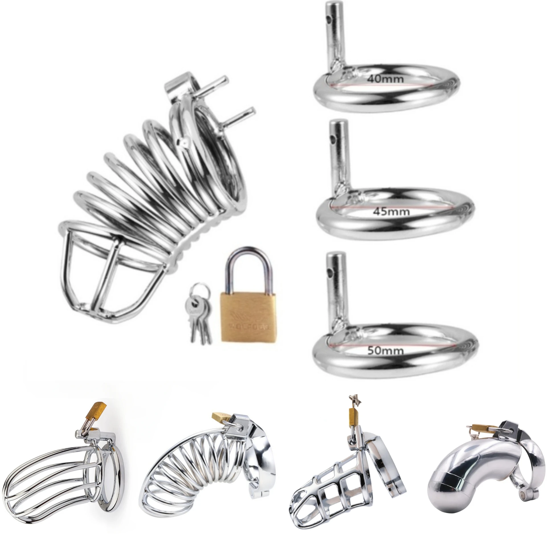 Big Metal Cock Cage CB Male Chastity Cage Sex Toys for Men Rise of Loyalty Penis Ring Lock Wearable Chastity Lock Erotic Bondage