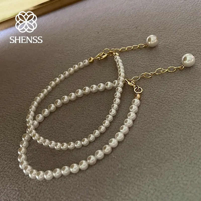 

Quality 2mm-5mm Imitation Shell Pearl Bracelet 14cm-21cm Size 3cm Extension Chain Pearl Bracelet