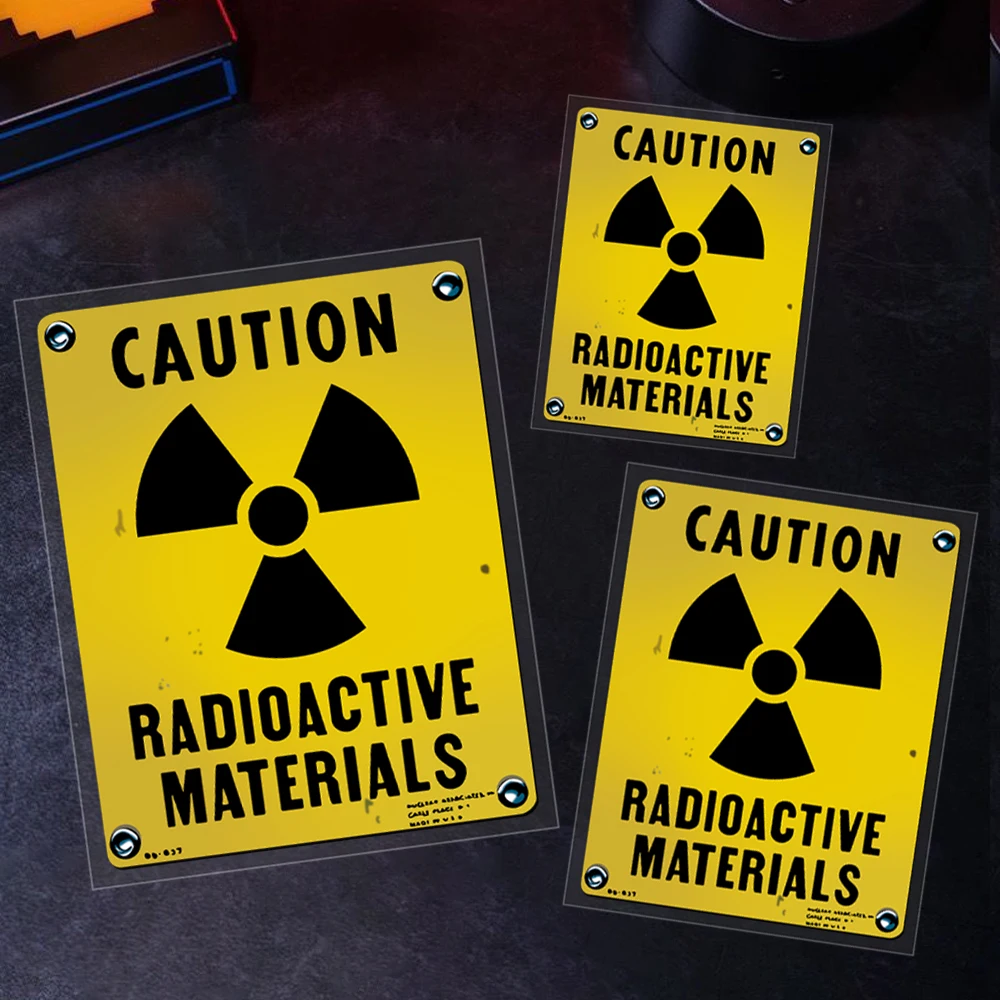 Reflective Moto Stickers Caution Radioactive Materials Warning Accessories Decals Decor Motorcycle Car Body Windshield Fuel Tank