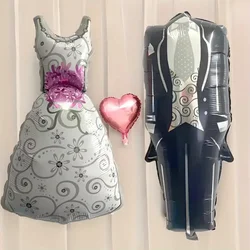 2pcs Groom and Bride Suit Wedding Dress Balloon Wedding Engagement Valentine's Day Birthday Party Decoration