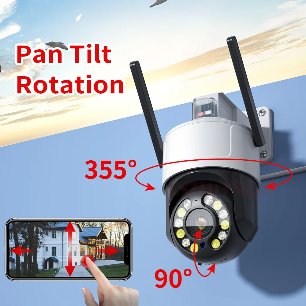5MP 20X Zoom Outdoor Surveillance Camera PTZ WIFI 4G POE Human Detection Auto Tracking Red Blue Warning Lights Security Camera