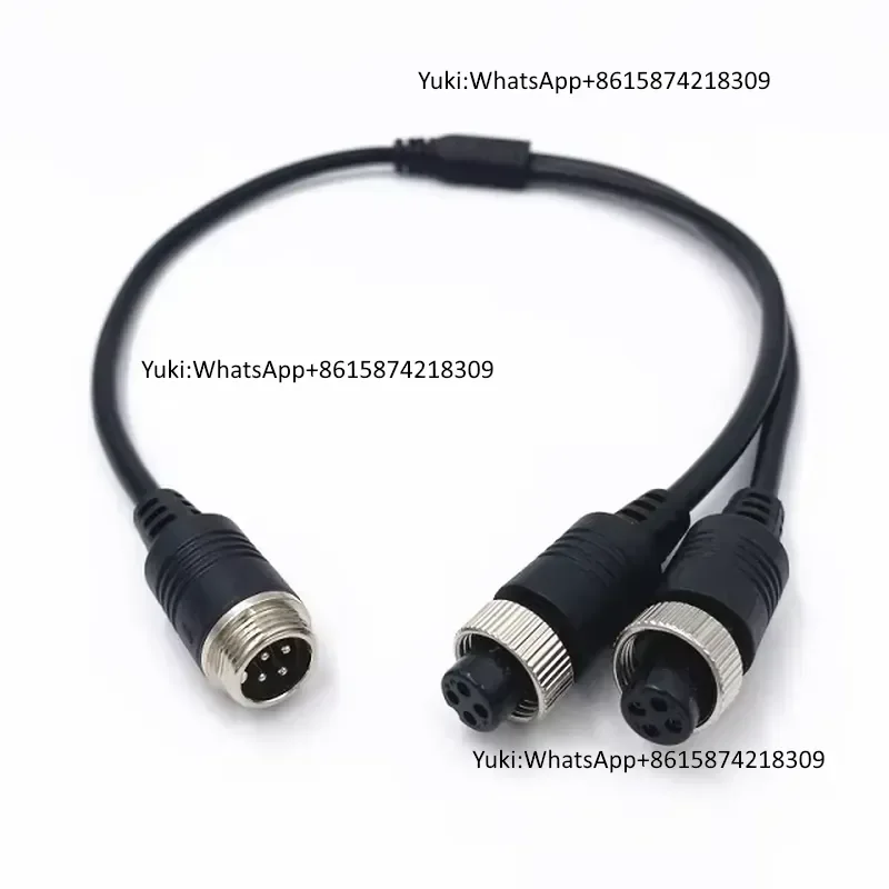 Unified M12 4-Pin Power Y-Splitter Circular Connector Male Female IP67 Custom Cable Harness for Aviation Camera Extension