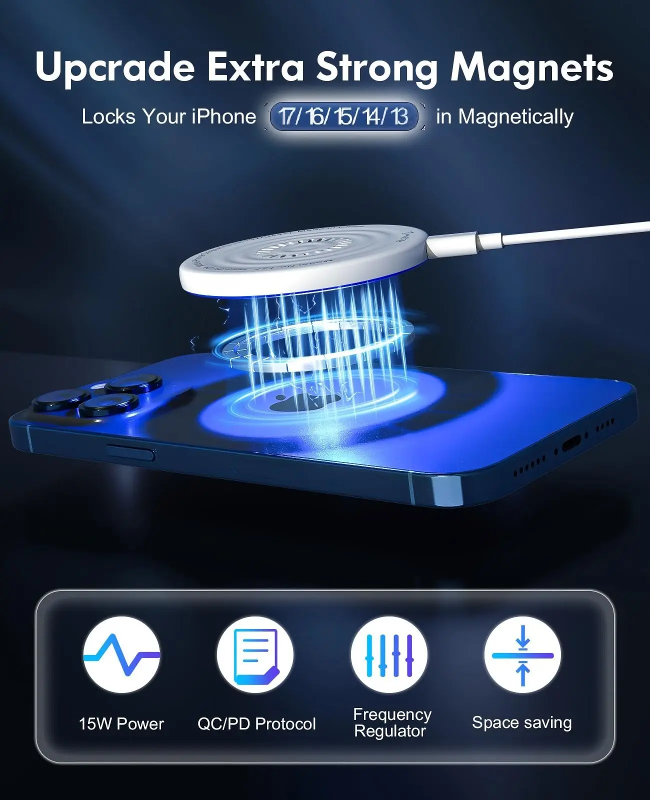 15W Magnetic Wireless Charger for iPhone 18/17/16/15/14/13/12 Series & AirPods 3/2/Pro Charging Station Fast Induction Charger
