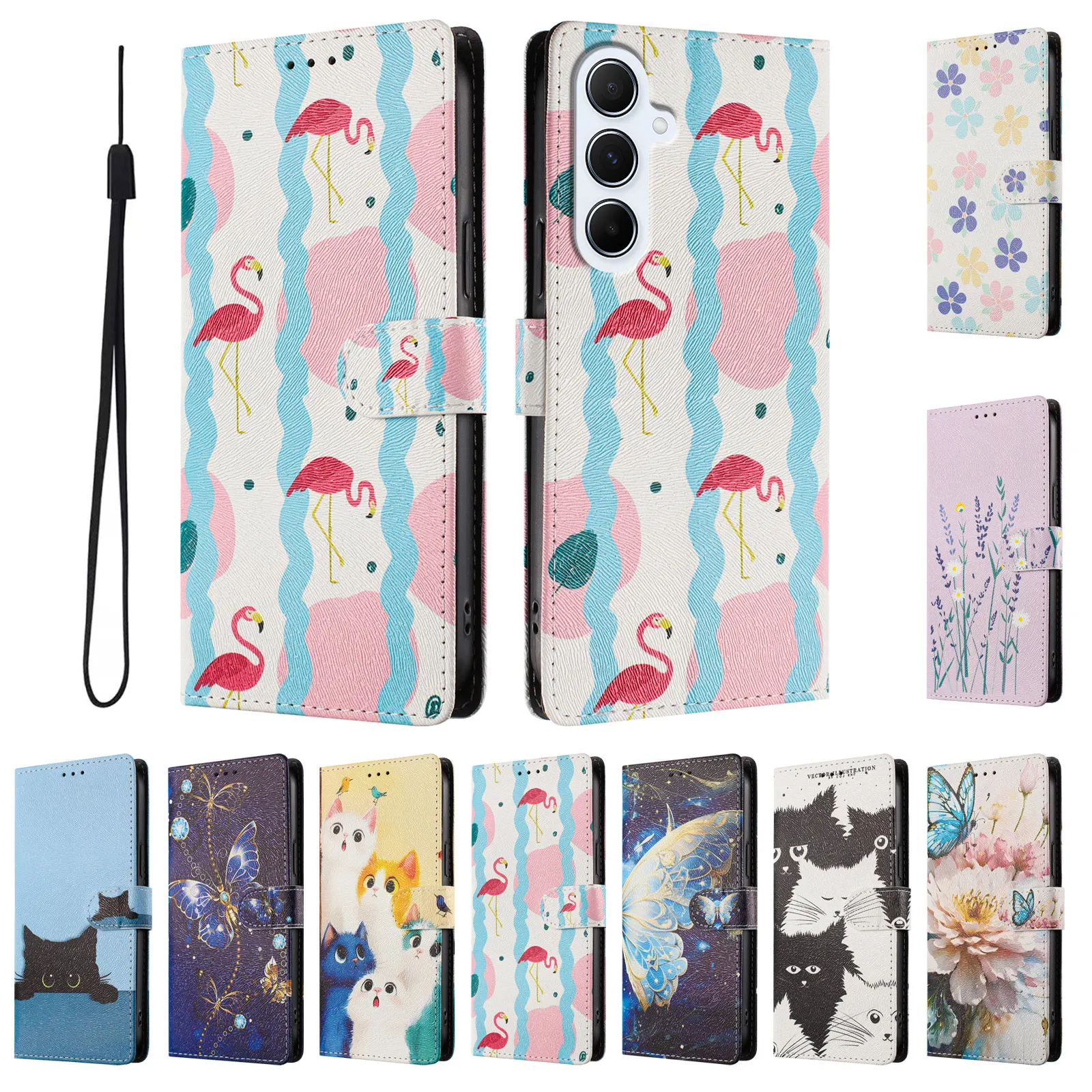 Pattern Flip Case For Samsung Galaxy M56 M36 M16 M06 M55 M35 M15 M05 M54 M34 M14 M04 Wallet Leather Phone Cases Stand Book Cover
