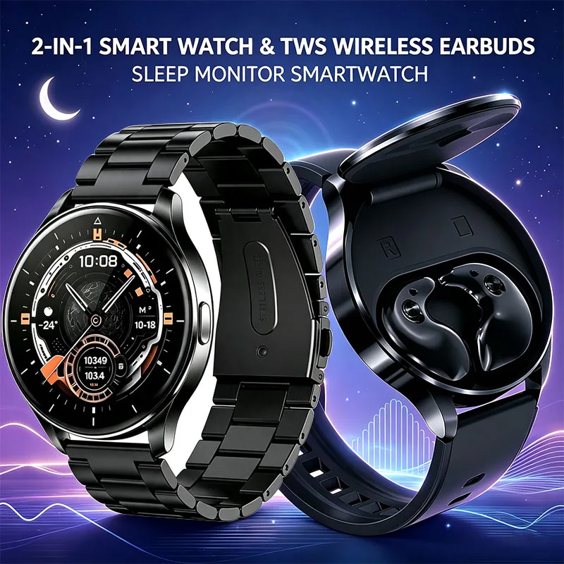 Montre connectée 2-en-1 2026 avec écouteurs Bluetooth TWS, moniteur de fréquence cardiaque et de pression artérielle, nouvelle montre connectée pour le sport et le fitness