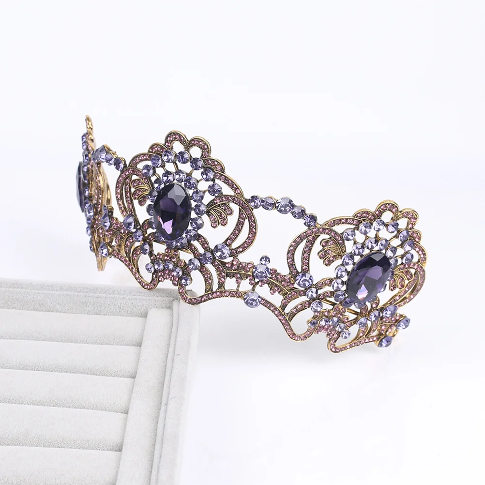 1pc Luxury Vintage Wedding Crown Alloy Purple Crystal Crown Bridal Baroque Party Crown women crown women alloy crown