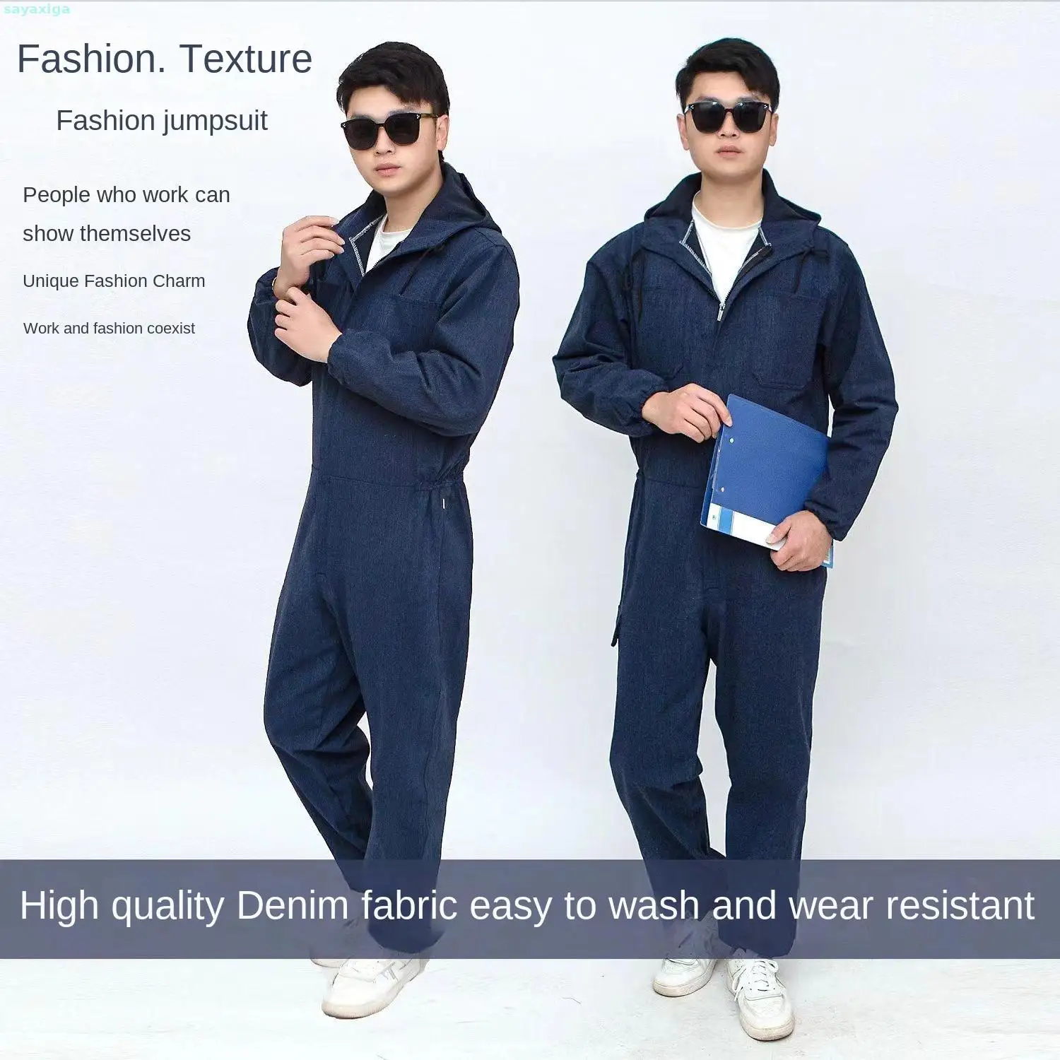 Hooded Overalls Men's Long-sleeved Labor Protection Overalls Spray-painted Auto Repair Protective Clothing Wear-resistant