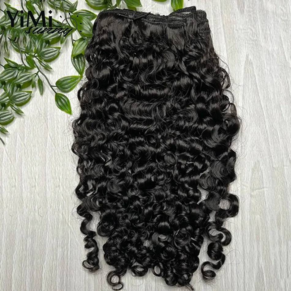 Watergolf Clips In Hair Extensions Braziliaans Menselijk Haar 8 Stuks En 120 G/set Natuurlijke Kleur 10-24 Inch 3b 4c Krul Remy Hair