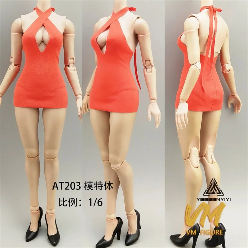 1/6 أنثى عالية تمتد الأشرطة المرنة الرسن الرقبة تنورة صغيرة 6 "BJD دمية الملابس صالح 12" TBL AT210 الجندي عمل الشكل الجسم #2