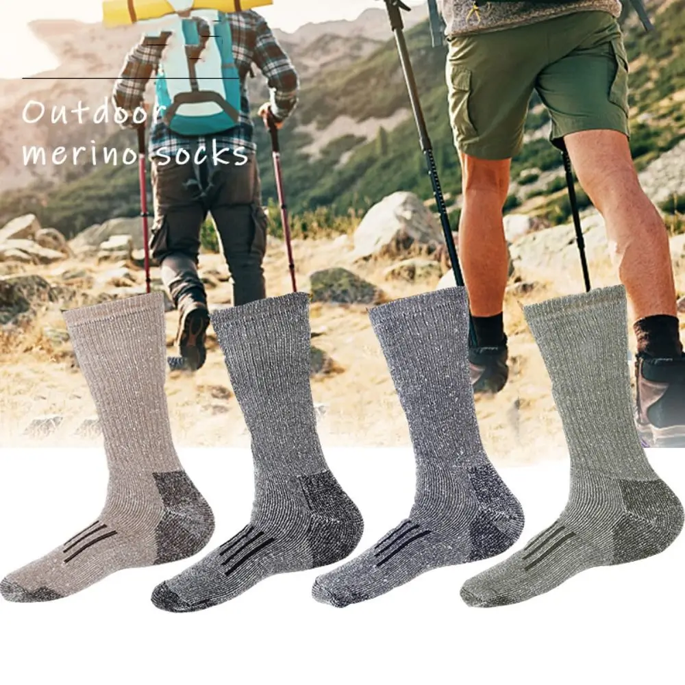 Cozy Breathable Merino Wool Socks Non-slip Moisture Wicking Casual Thermal Stockings Soft Thicken Men Boot Sockings Outdoor