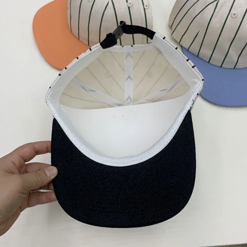 Custom Logo Striped Casual Baseball Cap Street Trend Men and Women Simple Big Head Sunshade Adjustable Flat Edge Hip Hop Hat