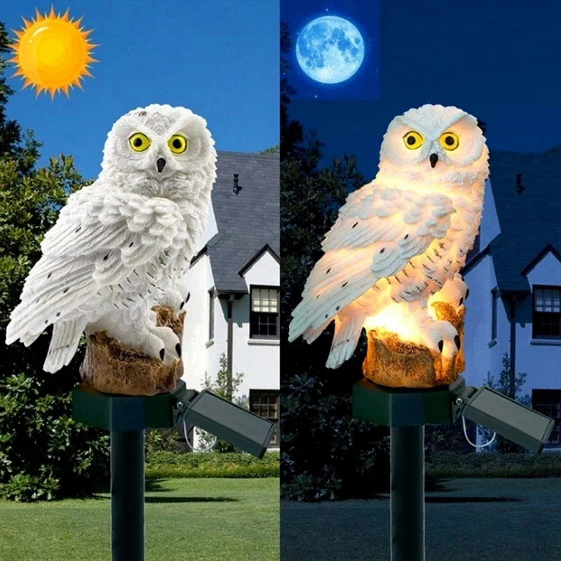 Solar Powered LED Owl Animal Home Artificial Flowers Garden Lights Waterproof Outdoor Lawn Lamp Solary Energy Outside Led Decor