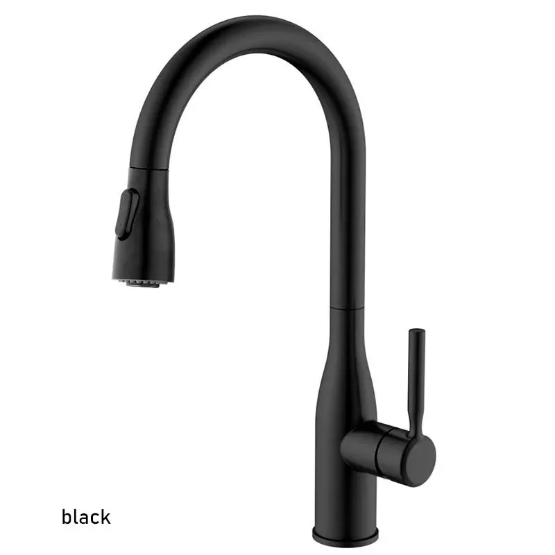 Kitchen Sink Faucet Deck Mounted Stream Sprayer Nozzle Kitchen Hot Cold Mixer Pull Out Rotate Taps