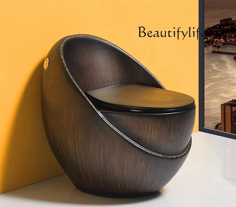 New wood grain toilet stone grain toilet ceramic creative personality color egg toilet water saving large diameter ceramic