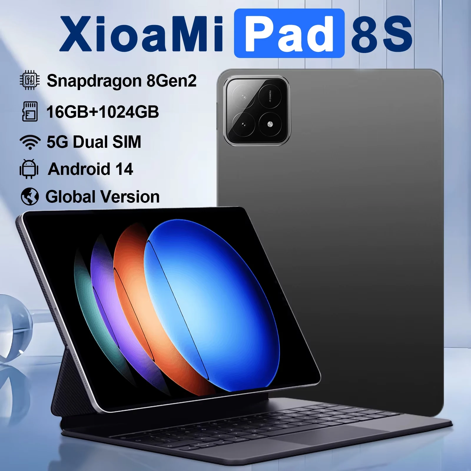 New 2025 Xioami Pad 8S Pro Global Version Tablet Android 14 Snapdragon 8 Gen2 16GB+1TB GPS 5G WiFi Dual SIM HD Tablette PC