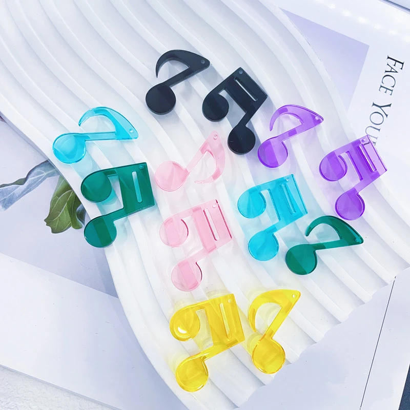 Summer style 50set/lot color print cartoon musical note shape acrylic beads diy jewerly earring/garment pendant accessory