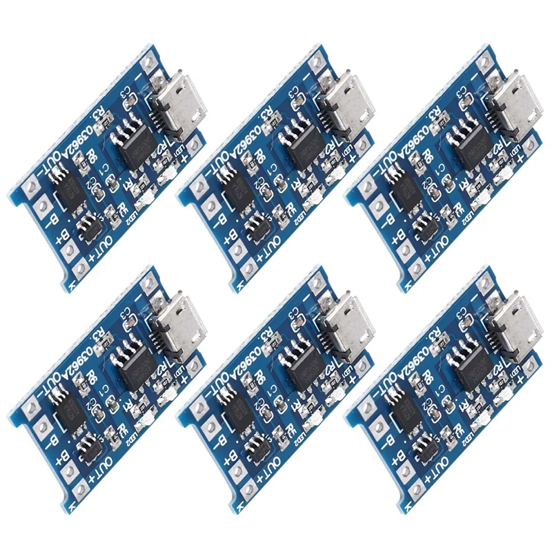 

ABMF-6 шт. для зарядного модуля TP4056 с защитой аккумулятора 18650 BMS 5 В Micro-USB 1A зарядная плата для 18650
