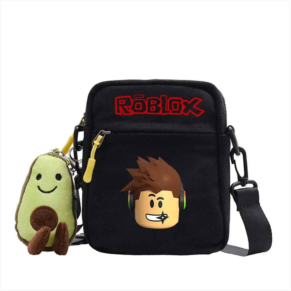 Roblox bolso de hombro periférico de juego, bolsa de lona oblicua de dibujos animados, bolsa cuadrada pequeña para estudiantes, regalo de cumpleaños