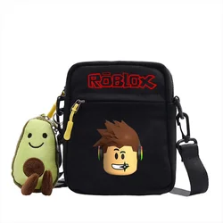 Roblox bolso de hombro periférico de juego, bolsa de lona oblicua de dibujos animados, bolsa cuadrada pequeña para estudiantes, regalo de cumpleaños para niñas y niños