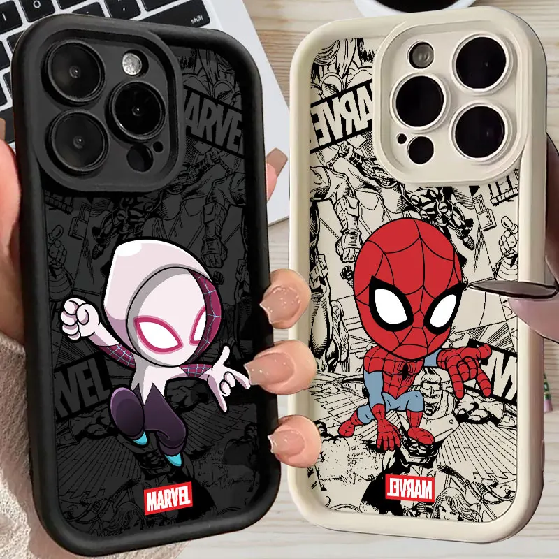 

Marvel Spiderman Gwen Ironman Case For Apple iPhone 17E 15 16 14 13 12 11 17 Pro Max 17 Air 16 Plus 16E Phone Protective Cover