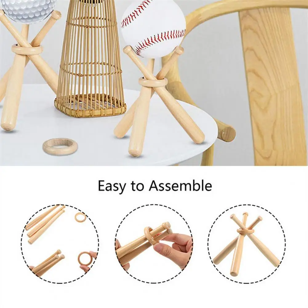 

Wooden Baseball Stand Wooden Baseball Holder Rustic Wooden Baseball Display Stand with Mini Ring Desktop Decoration for Fans